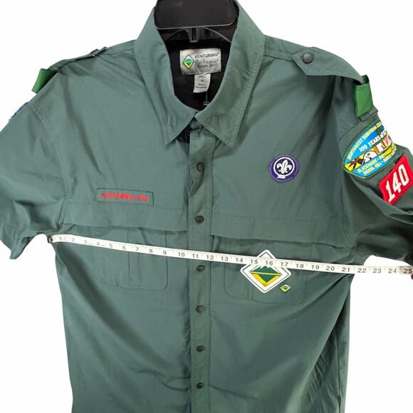 Boy Scouts of America BSA Venturing Shirt M Green Sewn Patches Explorer Summit - Picture 7 of 14